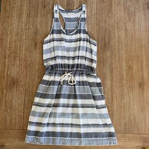 Lou & Grey LOFT Black, Gray & White Striped Racerback Dress